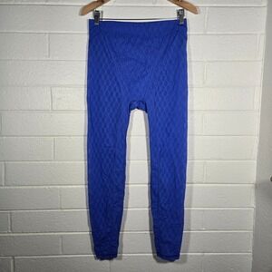 Savage X Fenty Sheer Leggings Large Cobalt Mesh Geometric High Rise Active Yoga